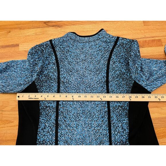 Ming Wang Women's L Blue Jacket Acrylic Suit Knit Textured Zip-Up Office Church - Picture 6 of 8
